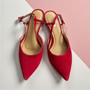 TALBOTS Red Suede Slingback Heels Size US 7